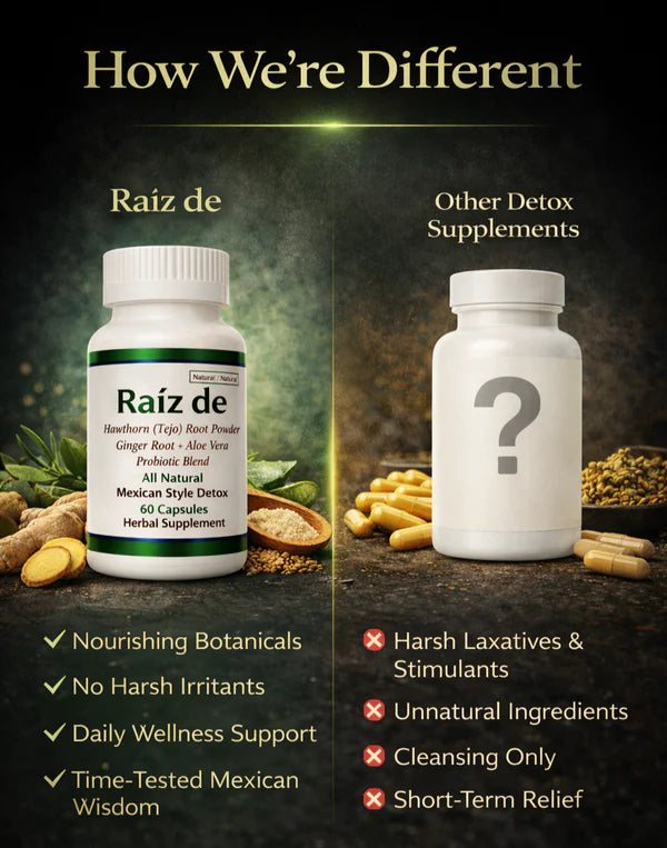 Raiz De™ Tejocote Inspired Line - Authentic Hawthorn Powder Root Capsules with Ginger, Aloe Vera & Probiotics – 60 Count